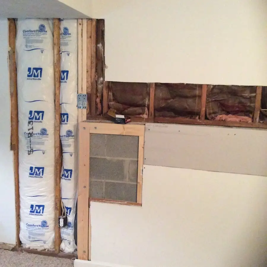 Wall insulation replacement during Basement Flood Cleanup in Waltham